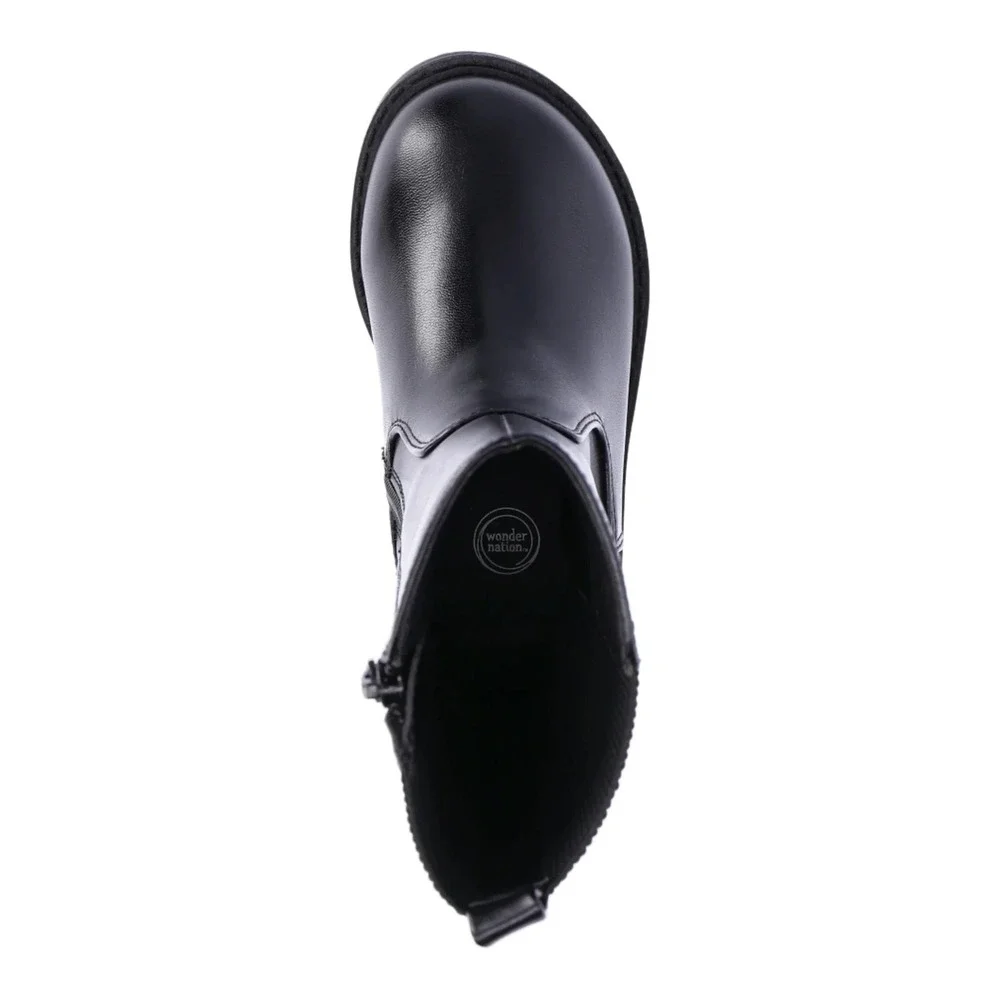 Wonder Nation Toddler Girls Boots Size 10 Black Tall Moto Riding Zip Pull On